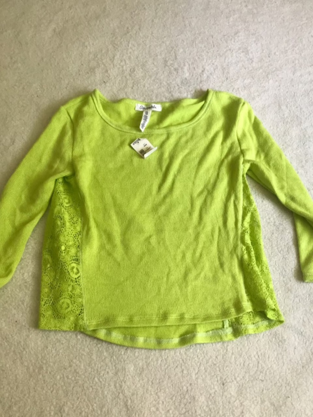 Neon like green Aeropostale 00s blouse mori cute kidcore Y2K aesthetic mallcore